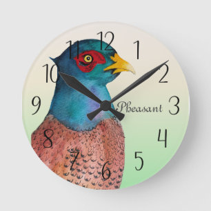 Pinasant Bird Wasserfarbenmalerei Runde Wanduhr