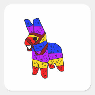 Piñata Cartoon Mexico Fiesta Horse Quadratischer Aufkleber
