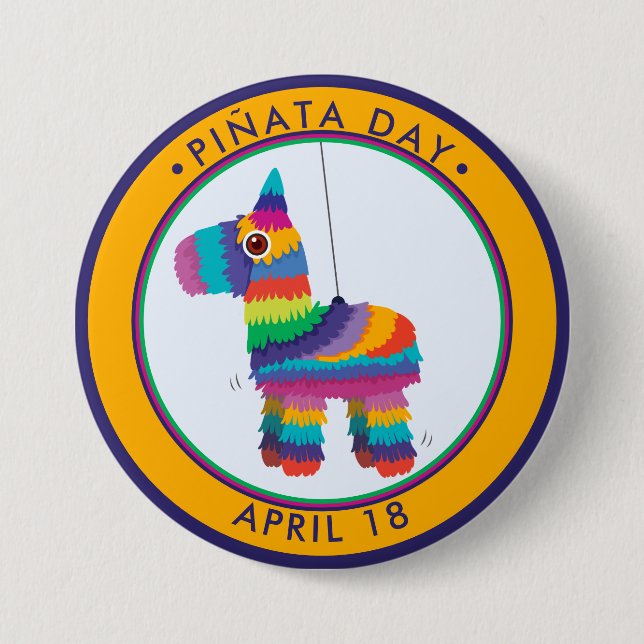 Pinata Day, Cartoon donkey piñata Button (Vorderseite)