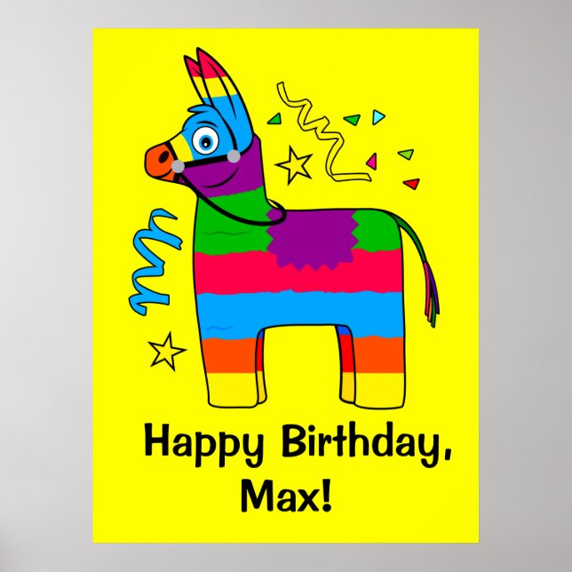 Pinata Happy Birthday Name anpassbar Poster (Vorne)