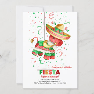 Piñata mit Sombrero Einladung