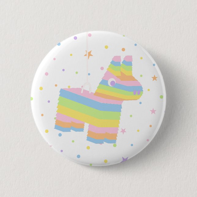 Pinata-Partygeschenk Weißer Knopf Button (Vorderseite)