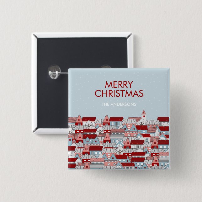 Pinback Button für Weihnachtsdorf (Vorne & Hinten)