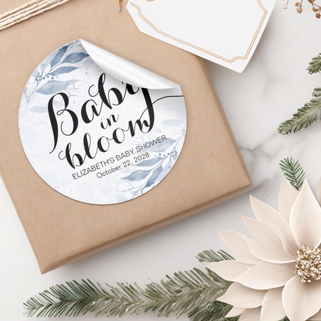 Pinback-Taste für Baby in Bloom/Moderne Babydusche Runder Aufkleber (Von Creator hochgeladen)