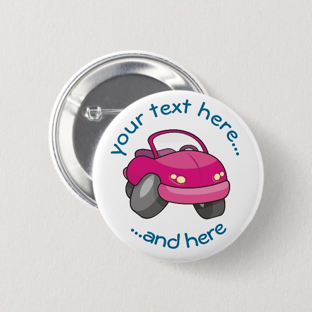Pinback-Taste für rosa Cartoon Button (Vorne & Hinten)