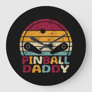 Pinball Daddy Vintage Retro Stil für Papa Große Wanduhr