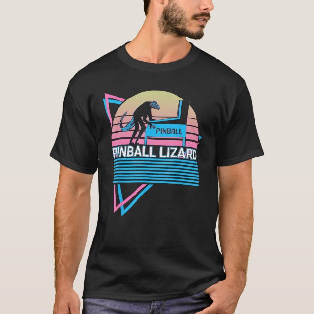 Pinball Lizard Pinball Machine Retro T-Shirt (Vorderseite)