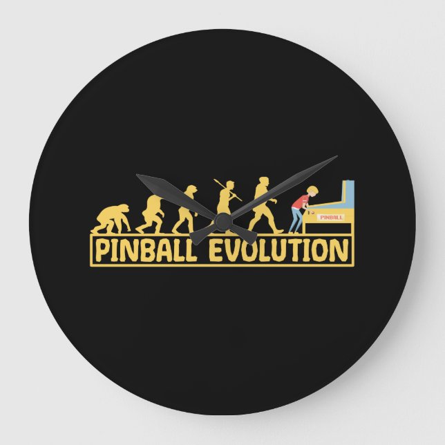 Pinball machine Arcade Evolution Retro Funny Große Wanduhr (Vorderseite)