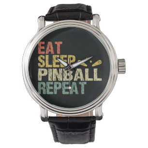Pinball machine Arcade Retro Vintage Eat Sleep Armbanduhr