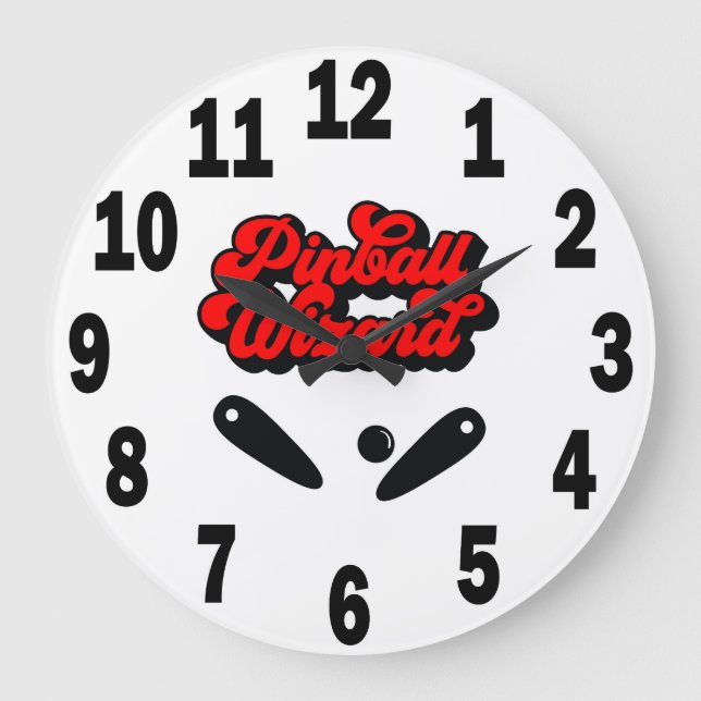 Pinball-Player - Runde Wall-Clock #8 Große Wanduhr (Vorderseite)