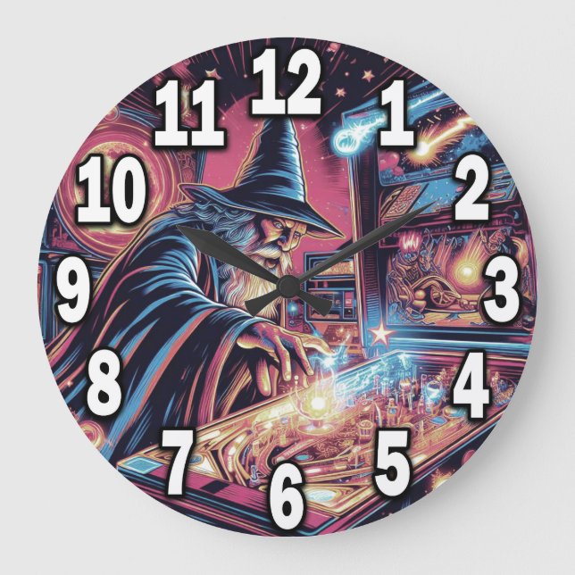 Pinball Wizard Player Akryllische Rundwall Clock # Große Wanduhr (Vorderseite)