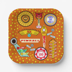 Pinball-Zauberer in Orange Pappteller