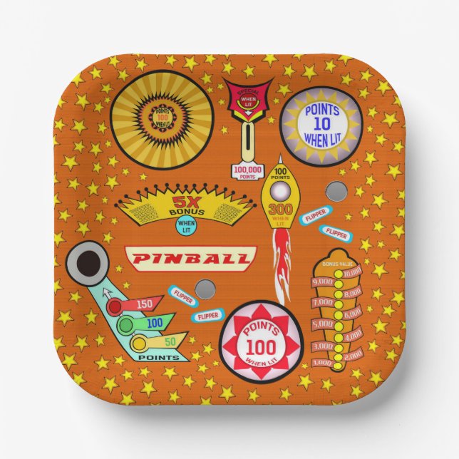 Pinball-Zauberer in Orange Pappteller (Vorderseite)