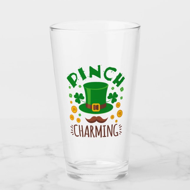 Pinch Charming Funny St Patricks Day Men Boys Glas (Vorderseite)