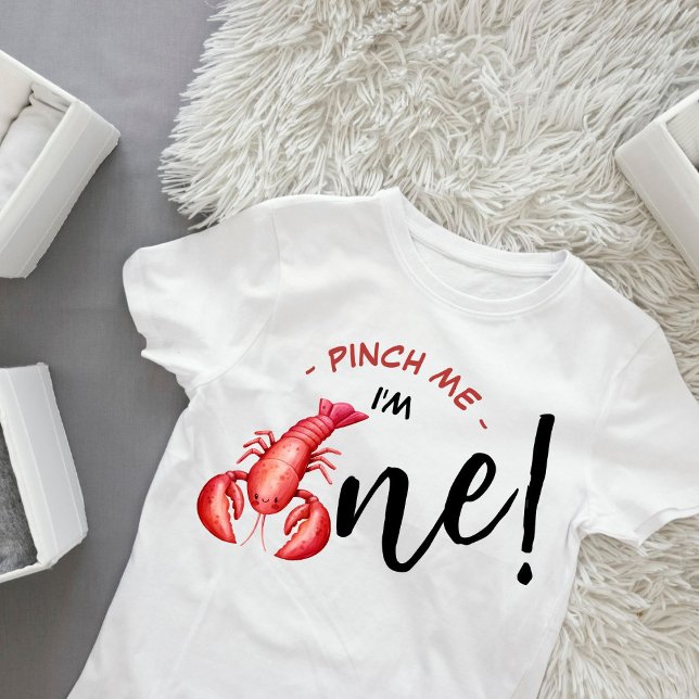 Pinch Me, I'm One Lobster Boy 1st Birthday  Baby T-shirt (Von Creator hochgeladen)
