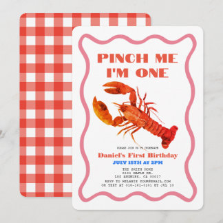 Pinch Me Retro Crawfish 1. Geburtstag Einladung