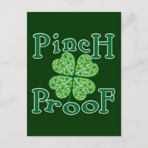 PINCH PROOF MIT Kleeblättern Irish T - Shirt Postkarte