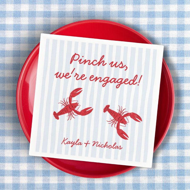 Pinch Uns Wir sind Verlobt Crawfish Boil Süd Serviette (Pinch Us We’re Engaged Crawfish Boil Southern Napkins)