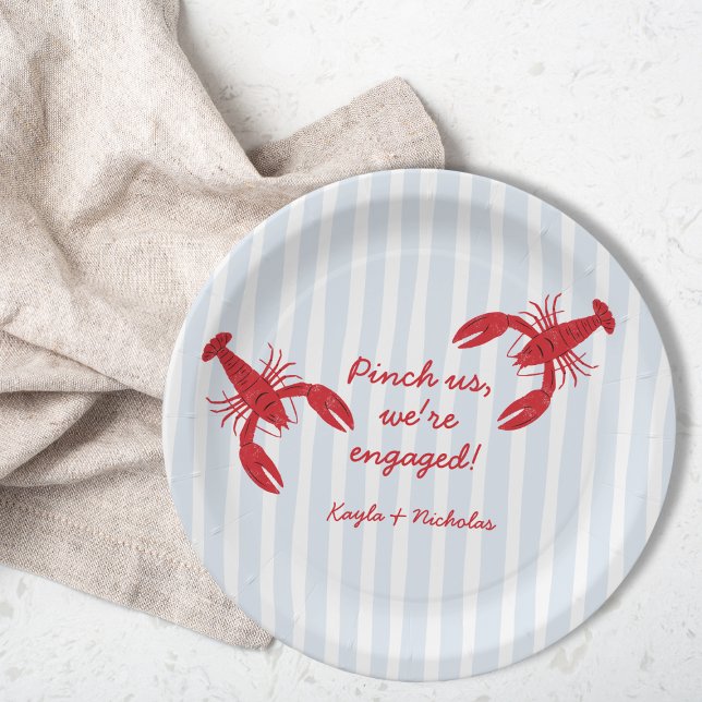 Pinch Uns Wir sind Verlobt Crawfish Boil Verlobung Pappteller (Pinch Us We’re Engaged Crawfish Boil Engagement Paper Plates)