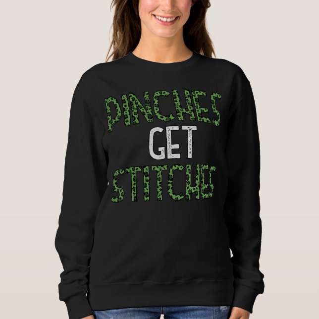 Pinches erhalten Stitches leopard St Patrick's Day Sweatshirt (Vorderseite)