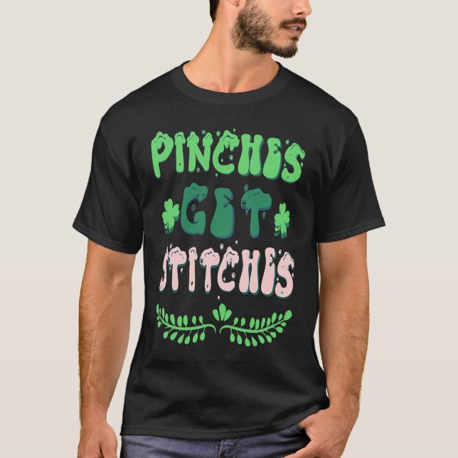 Pinches erhalten Stitches St Patricks Day Kleeblat T-Shirt (Vorderseite)