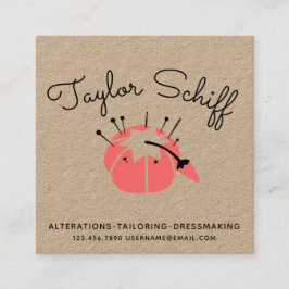 Pincushion Dressmaker Alterations Business Card Quadratische Visitenkarte
