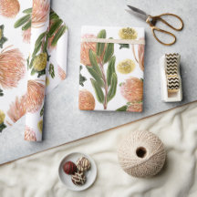 Pincushion Protea Botanisches Muster