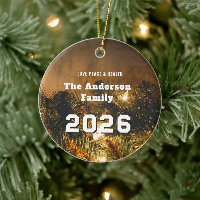 Pine 2025 New Year's Eve Brauch Ihrer Familie Keramik Ornament (Baum)
