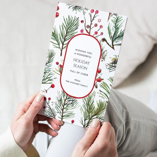 Pine and Berries Rustic Holiday Greetings Card (Von Creator hochgeladen)