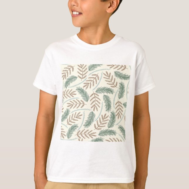 Pine and Cedar Evergreen Branches Pattern T-Shirt (Vorderseite)