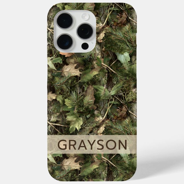 Pine and Leaves Camouflage Personalized Case-Mate iPhone Hülle (Rückseite)