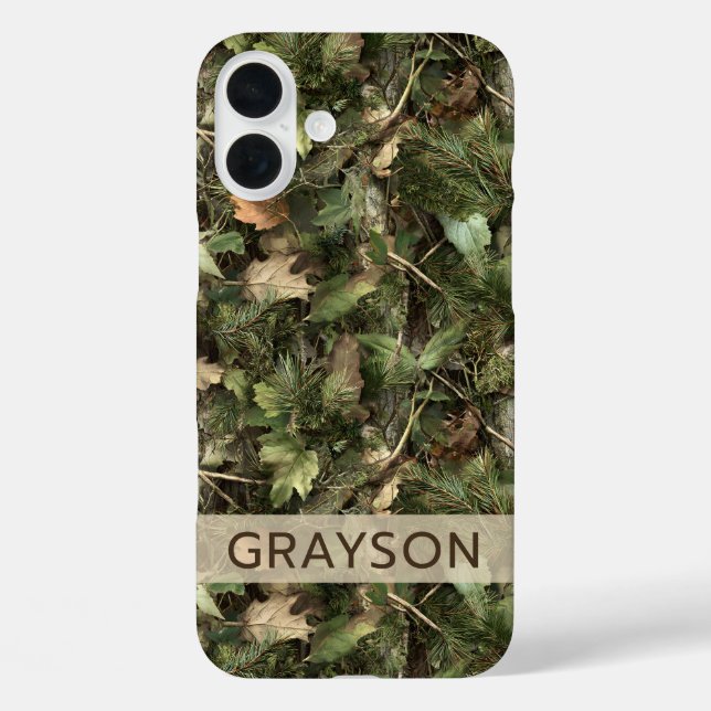 Pine and Leaves Camouflage Personalized Case-Mate iPhone Hülle (Rückseite)