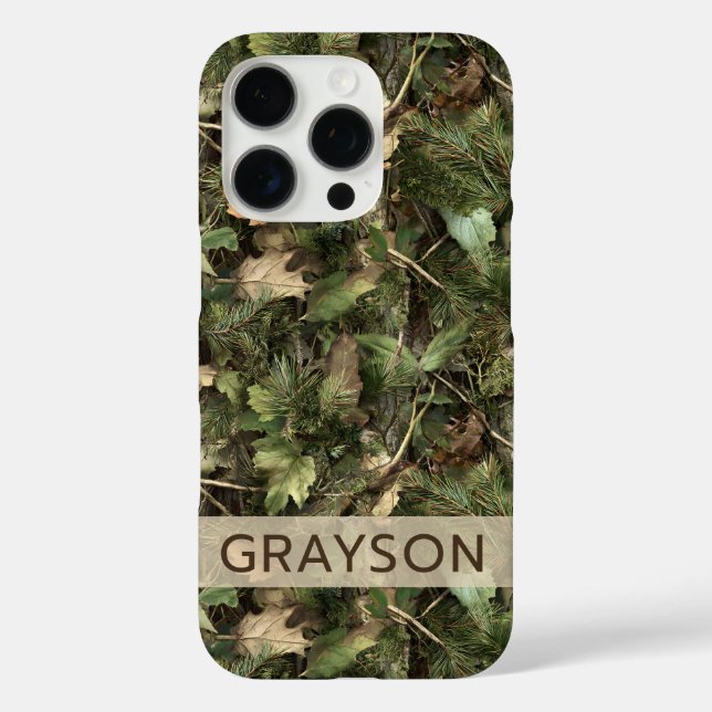 Pine and Leaves Camouflage Personalized Case-Mate iPhone Hülle (Rückseite)