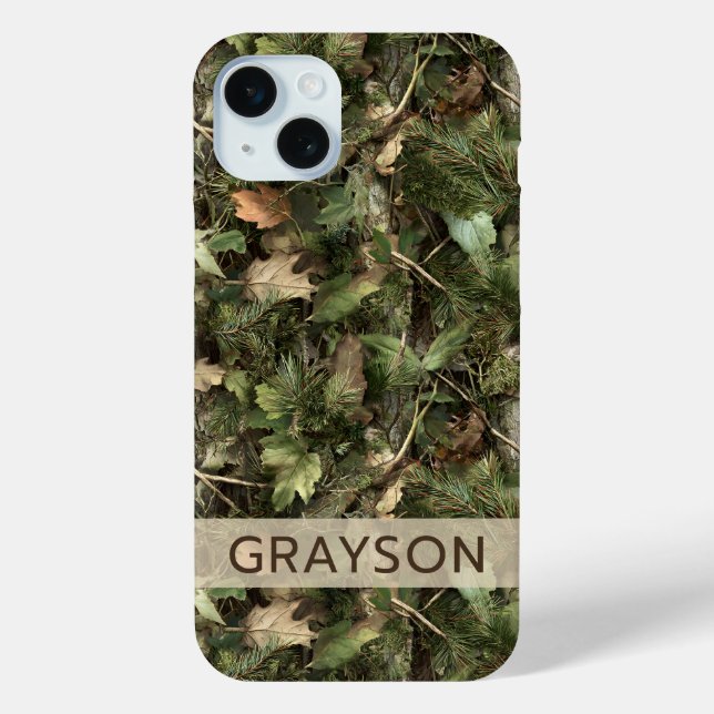 Pine and Leaves Camouflage Personalized Case-Mate iPhone Hülle (Rückseite)