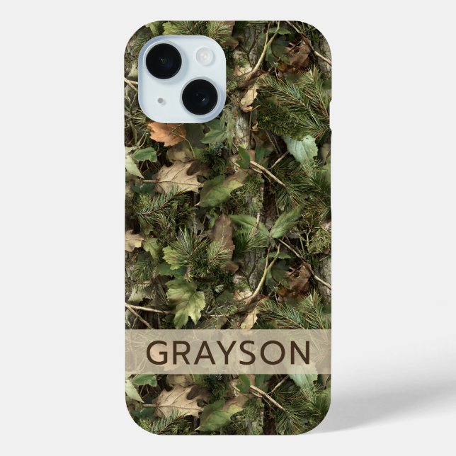Pine and Leaves Camouflage Personalized Case-Mate iPhone Hülle (Rückseite)