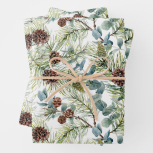 Pine and Pine Cones Muster Weihnachten Geschenkpapier Set