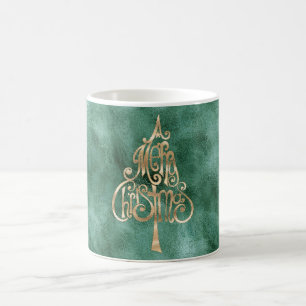 Pine Aquamarin Green Gold Weihnachten Kaffeetasse