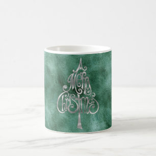 Pine Aquamarin Green Silver Weihnachten Kaffeetasse