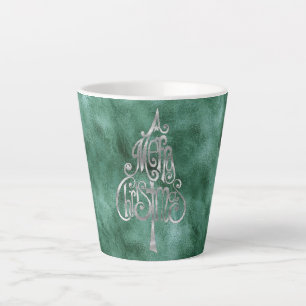 Pine Aquamarin Green Silver Weihnachten Milchtasse