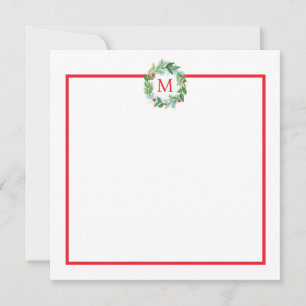 Pine Berries Watercolor Xmas Wreath Monogram Viele Karte