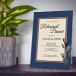 Pine Blue Winter Hochzeit Probe Dinner Einladung<br><div class="desc">Dieses Pine Blue Winter Hochzeitsdinner Probe verbindet eine klassische,  formell staubige gerahmte Grenze mit eleganten,  immergrünen Pinienbäumen für einen klassischen und dennoch rustikalen Look. Das botanische Grün mit Kalligraphie auf beigem Hintergrund schafft ein naturorientiertes Ambiente für Weihnachten- oder Waldheiratsfeiern.</div>