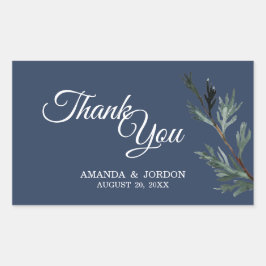 Pine Blue Winter Wedding Danke Rechteckiger Aufkleber