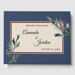 Pine Blue Winter Wedding Guest Book Gästebuch