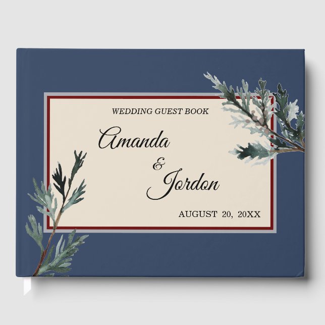Pine Blue Winter Wedding Guest Book Gästebuch (Vorderseite)