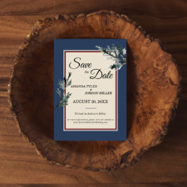 Pine Blue Winter Wedding Save the Date