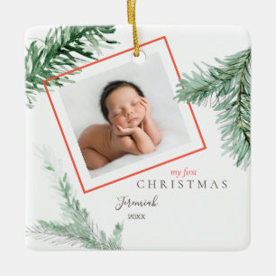 Pine Bough Child Foto Mein 1. Weihnachtsplatz Keramikornament