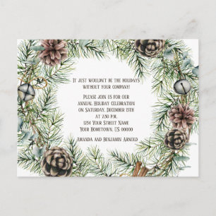 Pine Bough Kraut Pine Cones Bells String Cinnamon Postkarte