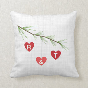 Pine Bough & Red Heargram Valentine Pillow Kissen