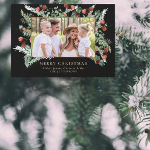 Pine Boughs & Berries Foto Black Christmas II