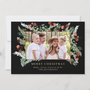 Pine Boughs & Berries Foto Schwarzes Weihnachtsfes